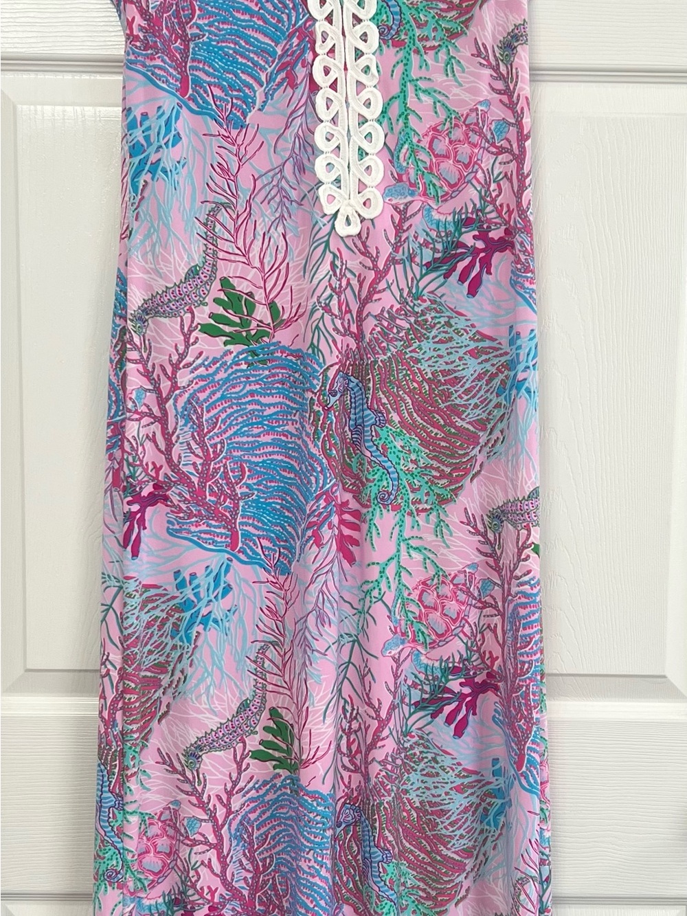 Papagallo Pink Coral Reef Print Maxi Dress Size 6 Resort Coastal